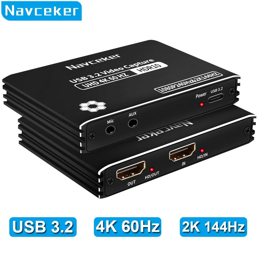 Navceker HDMI  ĸó ī, USB C 3.2 ׷ ̺ Ʈ, PS5 Xbox ġ ī޶  ȭ, 4K 60FPS, 2K 120FPS
